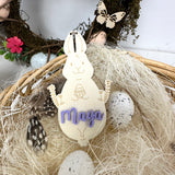 Suspension lapin fleuri et son oeuf