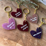 Porte-clés maman coeur pailleté