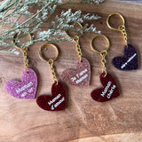Porte-clés maman coeur pailleté