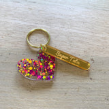 Porte-clés coeur pailleté