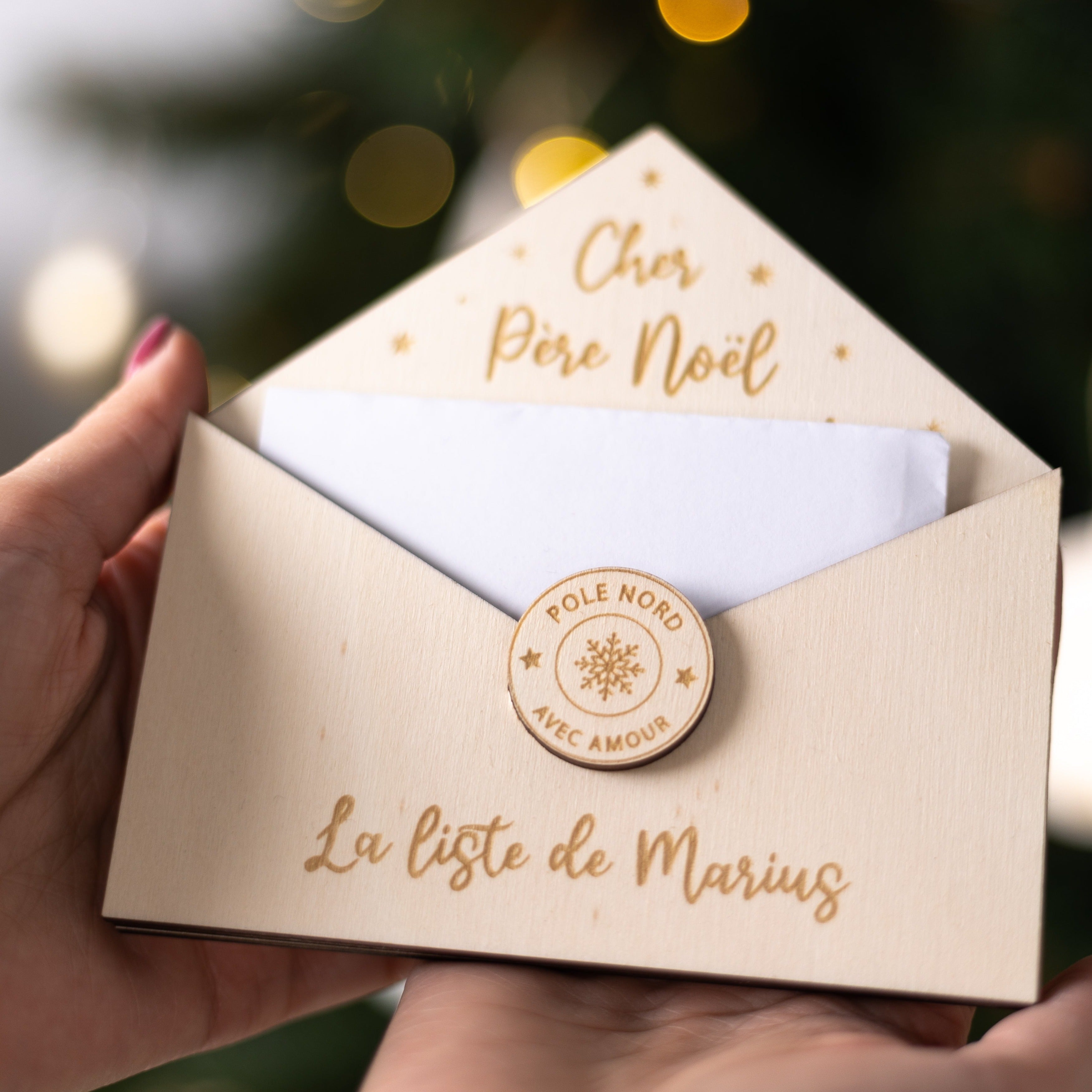 Enveloppe bois pour lettre du Père Noël - Lachouettemauve