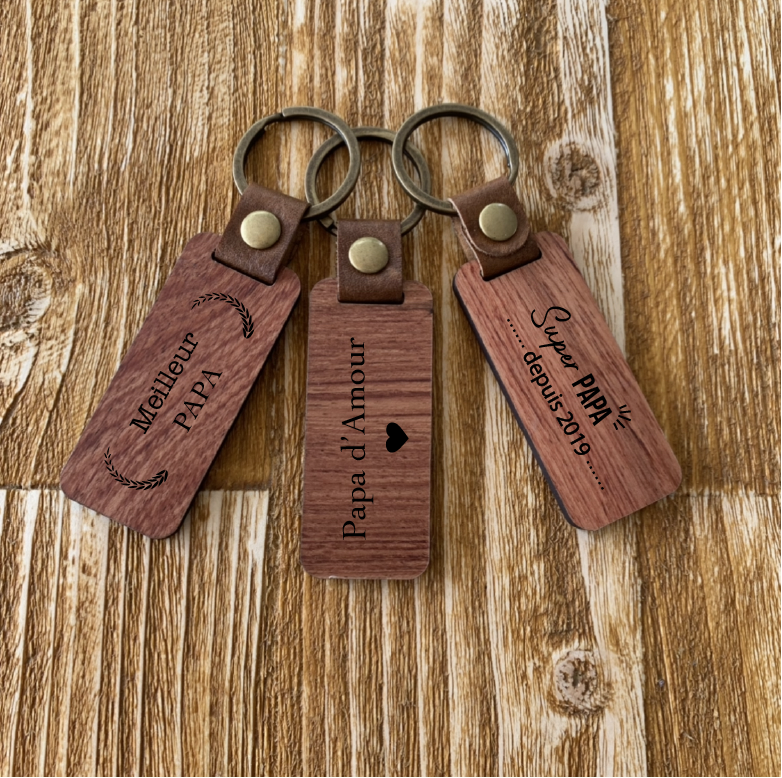 Porte-clés en bois  Citation Frères et tontons