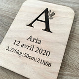 Pancarte naissance lettre fleurie