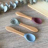 Set couverts en bois et silicone