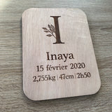 Pancarte naissance lettre fleurie