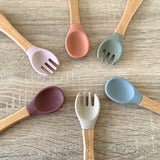 Set couverts en bois et silicone