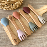 Set couverts en bois et silicone