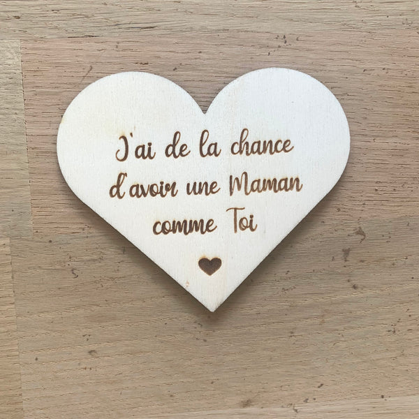 Magnet coeur en bois maman 2