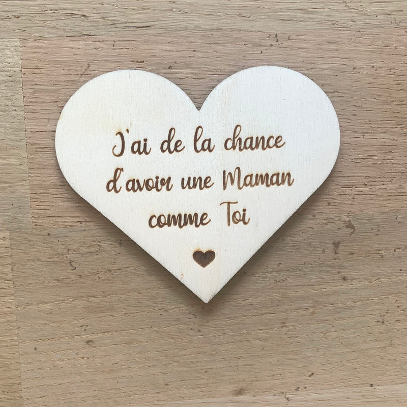 Magnet coeur en bois maman 2