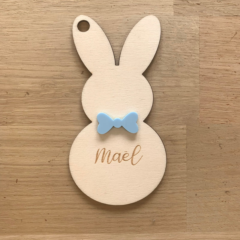 Lapin de Pâques noeud bleu Maël