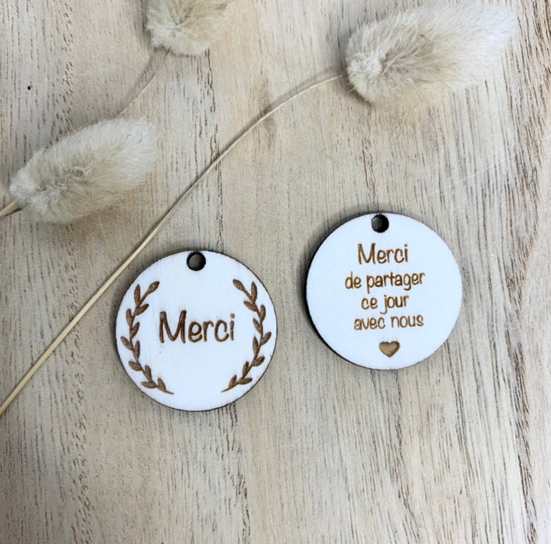 10 étiquettes bois "Merci"