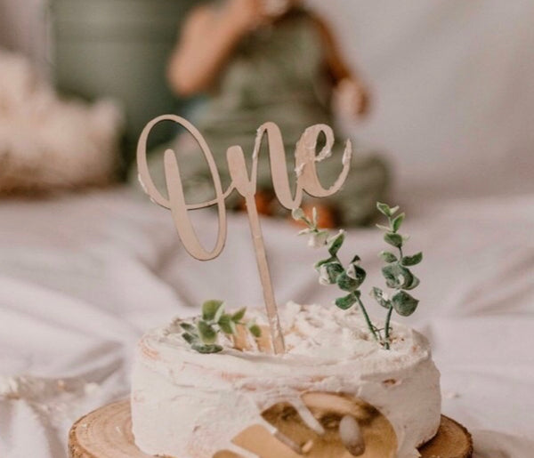 Décoration de gâteau en bois, cake topper anniversaire calligraphie