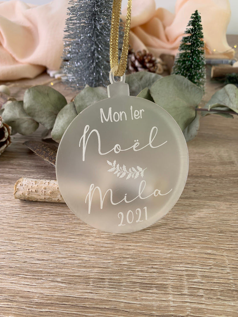 Boule de noël "Mon 1er Noël" plexiglas