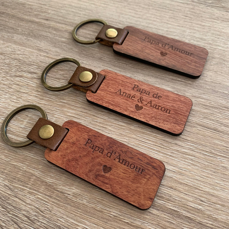 Porte clés bois & cuir